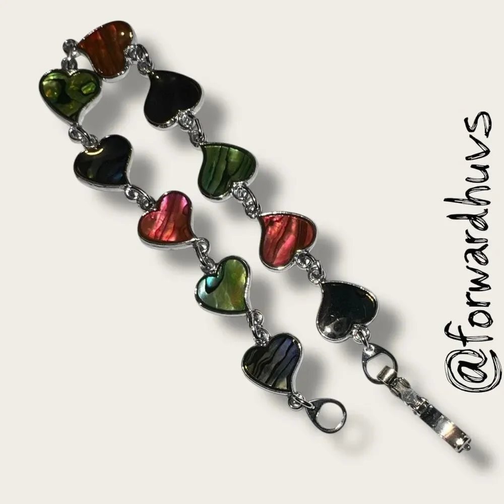 Bundle Sale 3 for $15 | Adorable Silver Tone Heart Bracelet | Faux Abalone